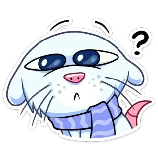 ❓ 6d7efd97 tier, katze, frage, schal, cartoon telegram sticker
