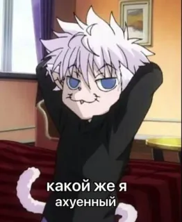 🌟 08530f27 Killua Zoldyck Hunter x Hunter какой же я ахуенный Anime, Katze, Meme, Killua, Hunter x Hunter whatsapp sticker