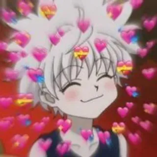 🌟 0b8f6a50 Killua Zoldyck Hunter x Hunter Anime, Herzen, Killua, Hunter x Hunter, süß, lächelnd whatsapp sticker