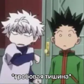 🌟 f1d92eaa гробовая тишина anime, hunter x hunter, killua, gon, meme, aufkleber whatsapp sticker