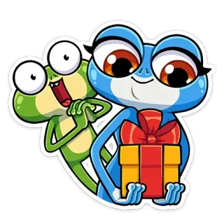 🎁 cd95b494 ếch, quà, quà, hoạt hình, động vật, nhân vật telegram sticker