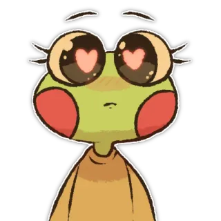 😍 99142147 katak, lucu, kartun, binatang, cinta, mata hati, animasi telegram sticker