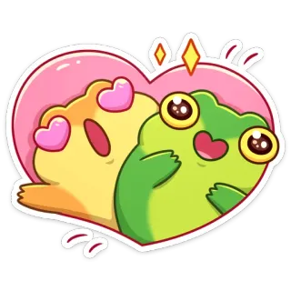 ❤️ cc335913 カエル, ハート, 愛, 動物, かわいい, 漫画 telegram sticker