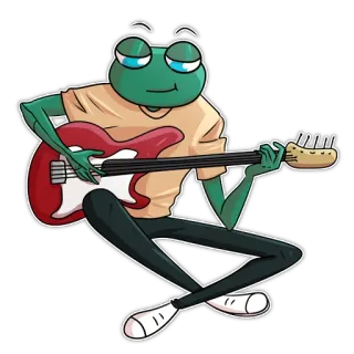 😏 707b9686 개구리, 기타, 음악, 만화, 캐릭터, 동물, 음악가 telegram sticker