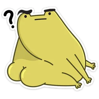 🤨 257ef135 Frosch, Cartoon, verwirrt, Fragezeichen, gelb, Sticker telegram sticker