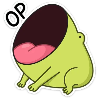 😱 5a9ca0d7 OP Frosch, Aufkleber, offener Mund, Cartoon, OP, Internet Slang telegram sticker