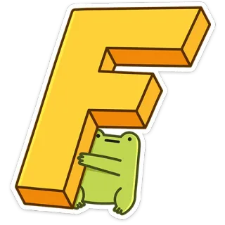 🫡 6431972d Frosch, Buchstabe F, Cartoon Frosch, Alphabet, Aufkleber telegram sticker