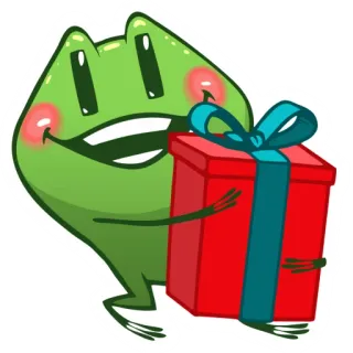 💕 cb81431d ếch, quà, món quà, dễ thương, động vật, phim hoạt hình telegram sticker