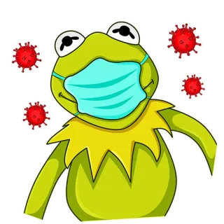 😷 0b583996 Kermit Kermit la Rana, mascherina, coronavirus, covid-19, salute, rana, muppet telegram sticker