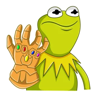 ✋ 14c2809a Kermit Kermit la Rana, Marvel, Guanto dell'Infinito, Meme, Cartone animato, Divertente telegram sticker
