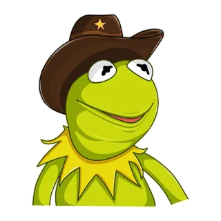 🤠 187f318d Kermit kermit, rana, muppet, cartone animato, adesivo, cowboy, cappello telegram sticker