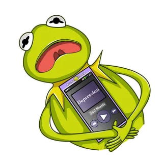 😫 3a16ed94 Kermit Depression
Sad Music Kermit la rana, triste, depressione, musica, meme, rana, cartone animato telegram sticker