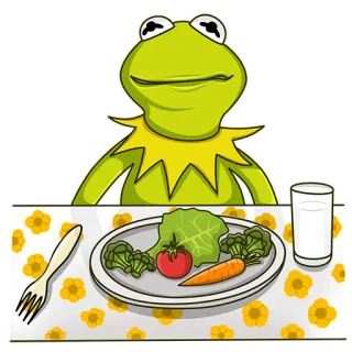 🙁 6fba7086 Kermit Kermit la Rana, Muppets, vegetariano, insalata, cartone animato, personaggio telegram sticker