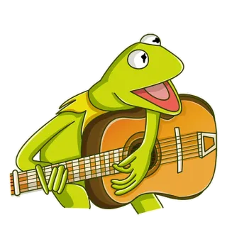 🎸 8a6a6aca Kermit the Frog The Muppets Kermit, rana, chitarra, musica, Muppets, pupazzo, carino telegram sticker