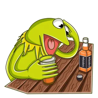 🥃 f98327cf Kermit kermit, bere, alcol, whiskey, meme, divertente telegram sticker