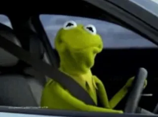 😳 3067721d Kermit カーミット, 運転, 車, ミーム, カエル, シートベルト whatsapp sticker