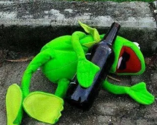 🥴 c3852326 Kermit the Frog カーミット, カエル, 酔っぱらい, アルコール, 人形, マペット whatsapp sticker