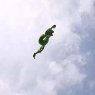 😀 e85a358e Kermit the Frog カーミット, カエル, 空, パペット, 緑, 飛行 whatsapp sticker
