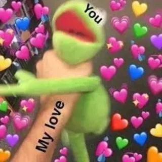 😘 eb61b342 Kermit You My love カーミット, ハート, 愛, ミーム, かわいい, 癒し whatsapp sticker