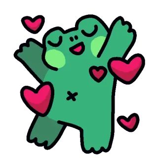 💞 03775349 grenouille, coeurs, mignon, dessin animé, amour, joyeux telegram sticker