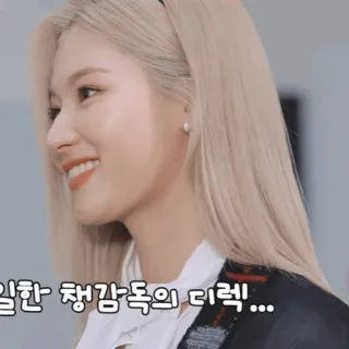 🩰 4a2383e5 일한 챙감동의 디렉... mulher, coreana, retrato, sorriso, cabelo loiro telegram sticker