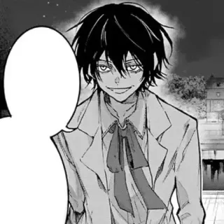 ⛓ 75877788 애니메이션, 만화, 캐릭터, 검은 머리, 히죽 telegram sticker