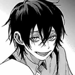 ⛓ 9f12f9bb 애니메이션, 만화, 검은 머리, 인물 사진, 흑백 telegram sticker