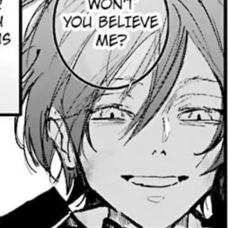 ⛓ b99e5be4 WON'T YOU BELIEVE ME? 애니메이션, 만화, 캐릭터, 질문, 말풍선 telegram sticker