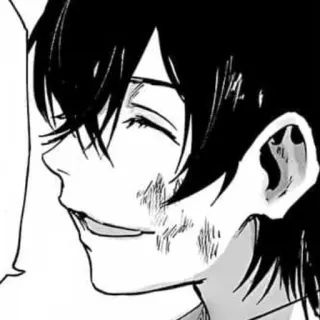 ⛓ e62e031a 애니메이션, 만화, 인물 사진, 미소, 행복, 흑백 telegram sticker