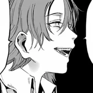 🕸 e6dda961 애니메이션, 만화, 인물 사진, 캐릭터, 웃는, 흑백 telegram sticker