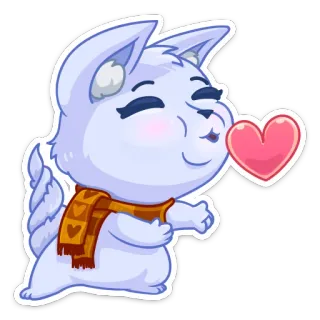 😘 1ee705ec стикер, животное, мультфильм, сердце, любовь, шарф whatsapp sticker