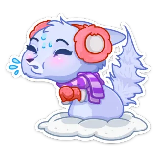 😓 3ad5f640 зима, снег, холод, мультфильм, животное, милый, шарф, наушники whatsapp sticker