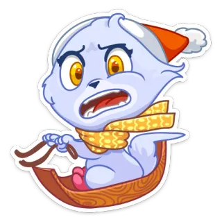 😧 6269f38e мультфильм, санки, зима, животное, милый, праздник, снег whatsapp sticker