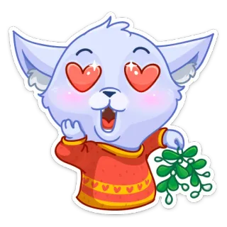 😍 7834d46a мультик, животное, любовь, каваи, стикер, омела, глаза-сердечки whatsapp sticker