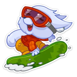🏂 8ec6cf3f Сноуборд, Зима, Спорт, Кролик, Заяц, Мультфильм whatsapp sticker