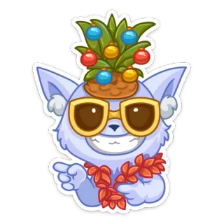 😎 c1cb176d животное, лиса, солнцезащитные очки, ананас, новогодние украшения, лей, мультфильм, праздничный whatsapp sticker