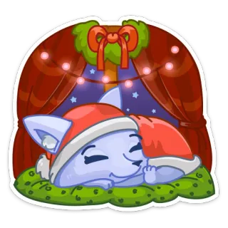 😴 ed8520ef рождество, кот, сон, праздник, зима, праздничный, милый whatsapp sticker