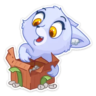 🎁 fc5bfaa5 мультфильм, животное, кот, коробка whatsapp sticker