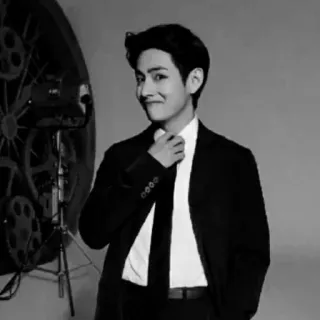 ⛓ fff5cc32 V kpop, idol, singer, actor, model, fashion, portrait, black and white whatsapp sticker