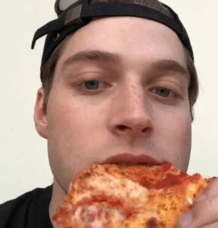 🛋 9dfd6523 man, pizza, eating, food, casual, portrait telegram sticker