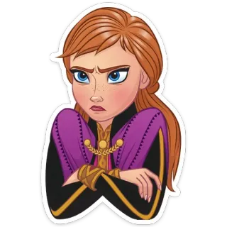 😠 d08594e9 Anna Frozen Anna, Kraina Lodu, Disney, kreskówka, postać, zła, księżniczka telegram sticker