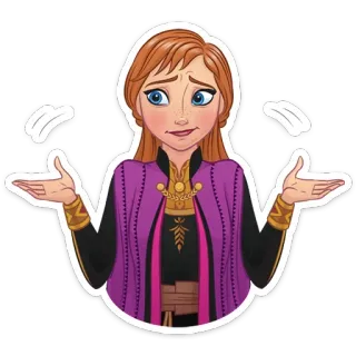 🤷‍♀️ f06fc6f0 Anna Frozen Kreskówka, Księżniczka, Wzruszenie ramionami, Disney, Kraina Lodu, Anna telegram sticker