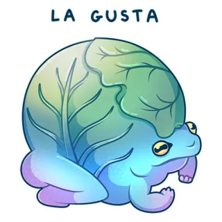 🥴 b1ffcf60 LA GUSTA grenouille, chou, mignon, amphibien, légume, La Gusta whatsapp sticker