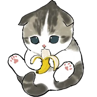🍌 7d1cd35d 猫, 香蕉, 小猫, 动物, 可爱, 绘画 telegram sticker