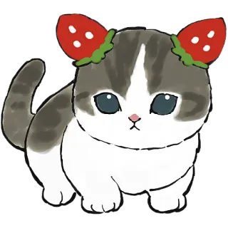 🍓 cc0676cd 猫, 小猫, 草莓, 可爱, 动物, 宠物 telegram sticker
