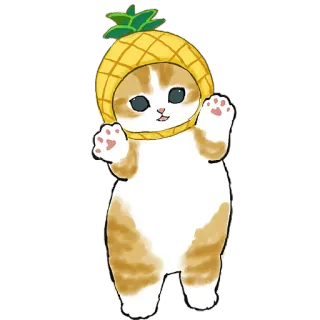 🍍 ed19f2ff 猫, 小猫, 菠萝, 帽子, 可爱, 动物 telegram sticker
