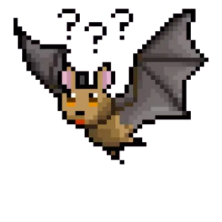 ❓ 092c8023 ??? nietoperz, zwierzę, pixel art, słodki, kreskówka telegram sticker