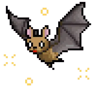 🍻 172cea71 nietoperz, pixel art, zwierzę, latający, słodki, naklejka telegram sticker