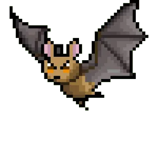 😒 5b43a2f5 nietoperz, zwierzę, latający, pixel art, ssak, kreskówka, słodki telegram sticker