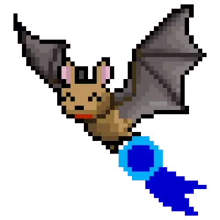 🏆 5e3c2ffc nietoperz, pixel art, zwierzę, kreskówka, latający, niebieski, słodki telegram sticker